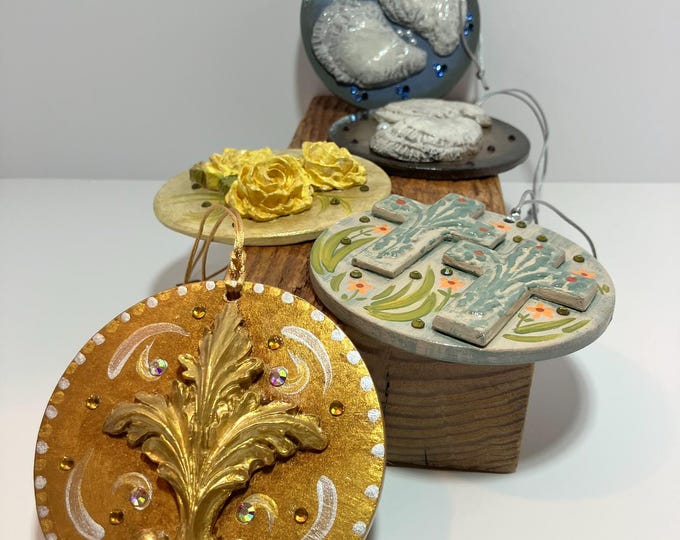 Handmade Round Ornaments with Applied Shapes