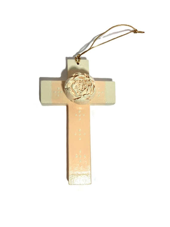 Handmade Hanging Peach Cross