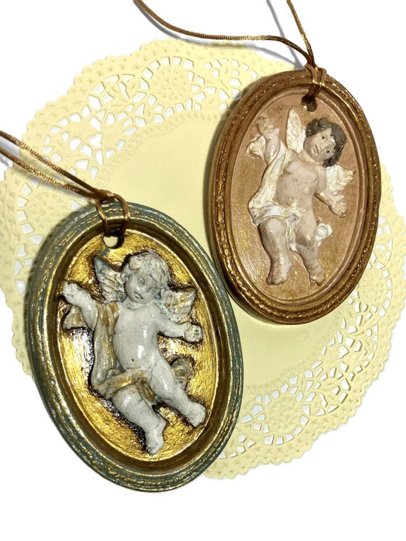 Handmade Hanging Oval Cherub Ornament