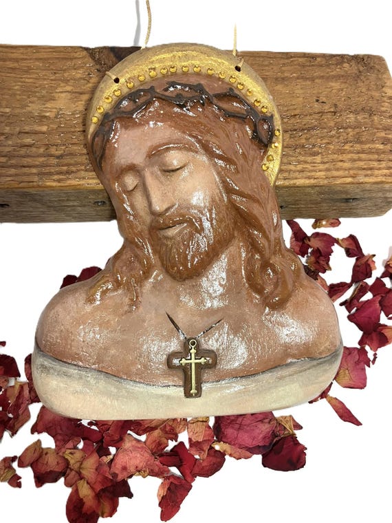 Handmade Jesus Bust Wall Hanging