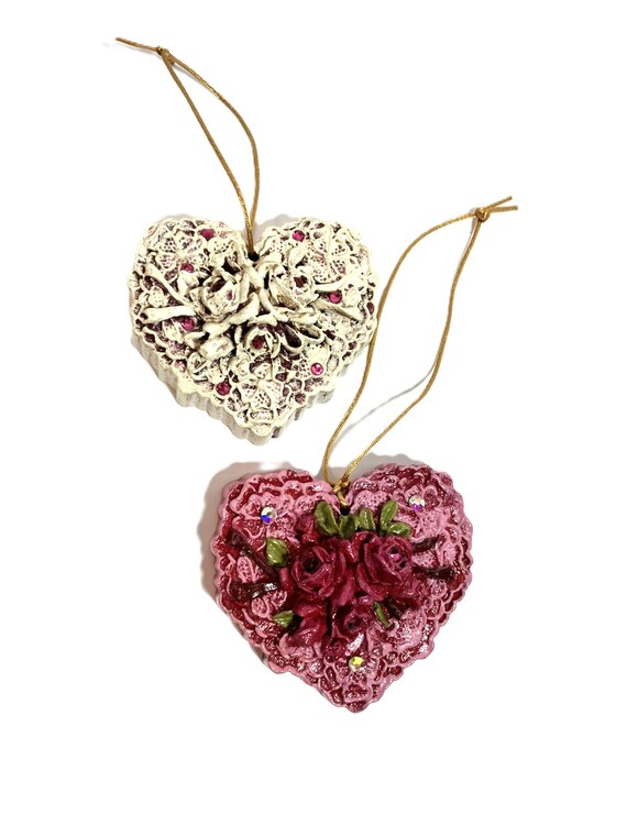 Handmade Hanging Heart Ornament with Roses