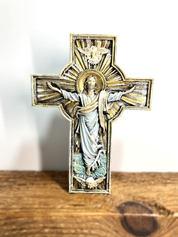Handmade Jesus Christ on Cross Shelf Sitter