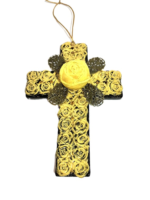 Handmade Hanging Roses Cross