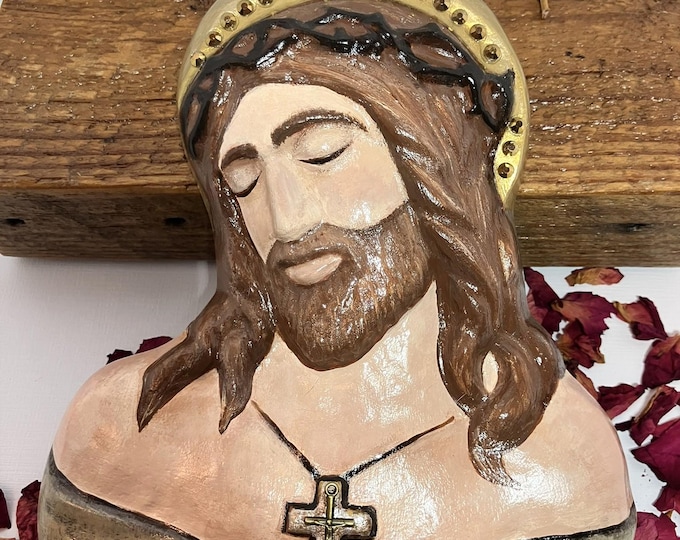 Handmade Jesus Bust Wall Hanging