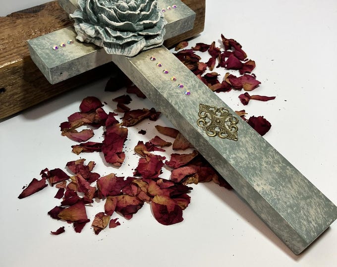 Handmade Hanging Cross with Flower