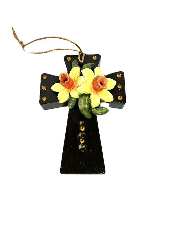 Handmade Hanging Daffodil Cross