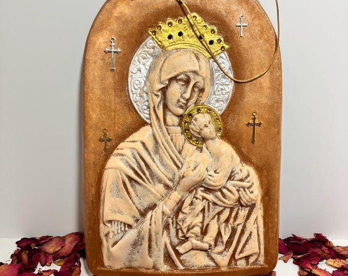 Handmade Large Virgin Mary & Jesus Plaque