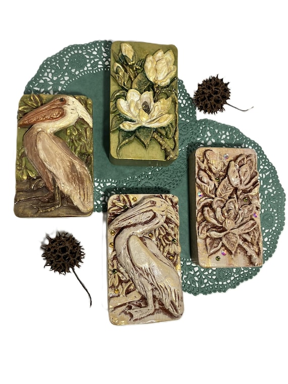 Handmade Magnolia & Pelican Shelf Sitters