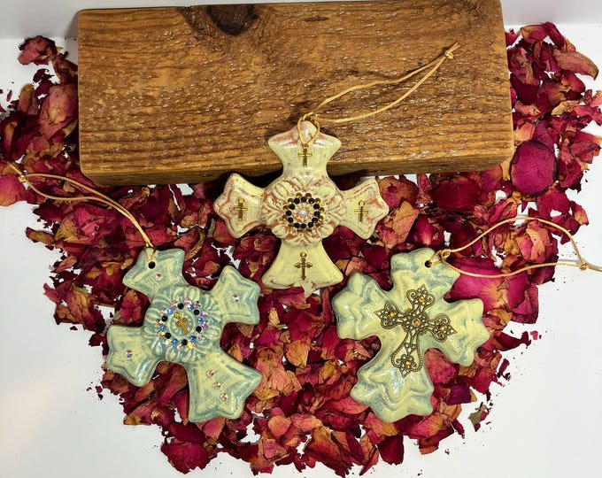 Handmade Small Hanging Cross Ornament
