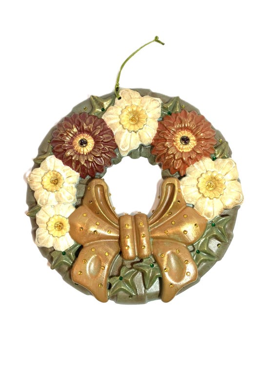 Large Handmade Hanging Wreath Plaster Cast