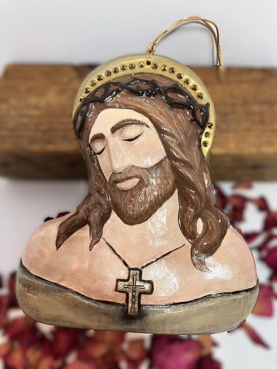 Handmade Jesus Bust Wall Hanging