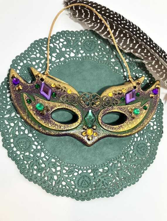 Handmade Mardi Gras Mask Hanging Ornament