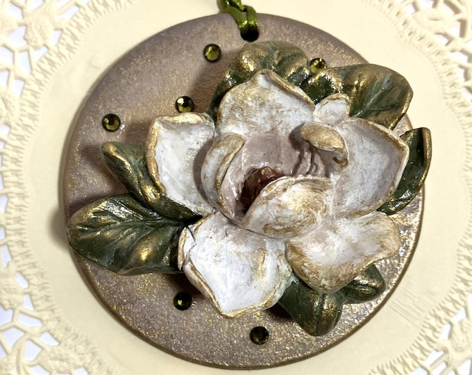 Handmade Round Magnolia Hanging Ornament