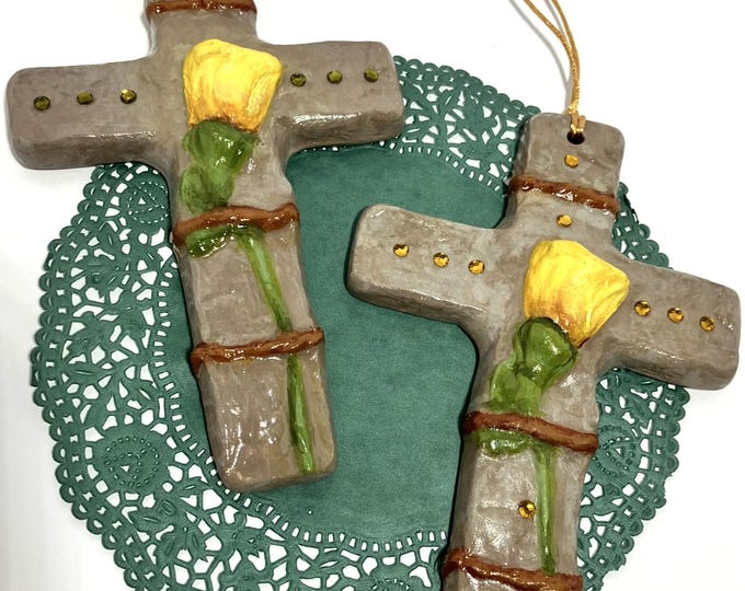 Handmade Small Rose Cross