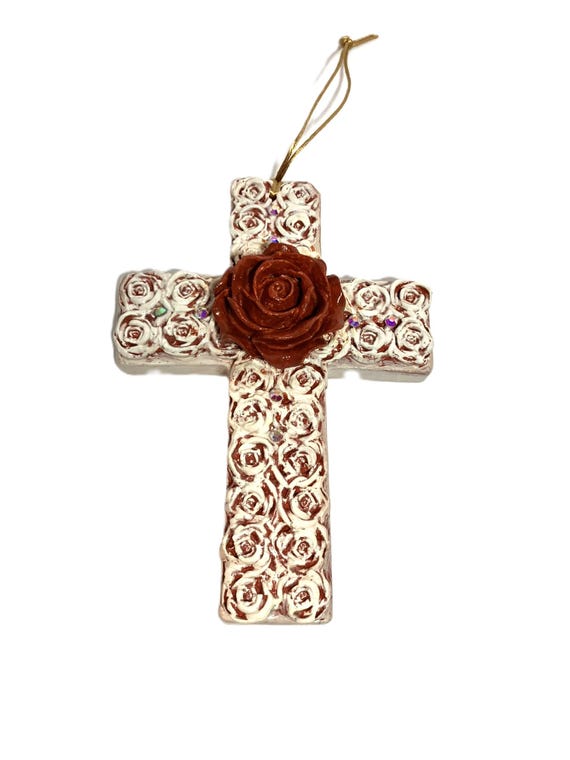 Handmade Hanging Rose Cross