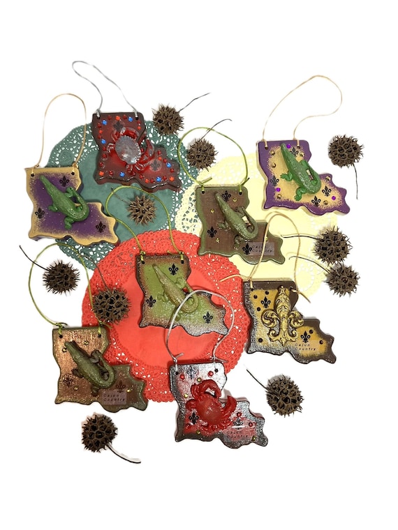 Handmade Hanging Cajun Louisiana State Ornament