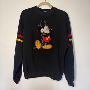 Vintage 1990s Disney Mickey Mouse Sweatshirt Felt Patch 90s, Made in USA, One Size, Vintage Mickey Mouse Sweatshirt, Vintage Disney Sweater