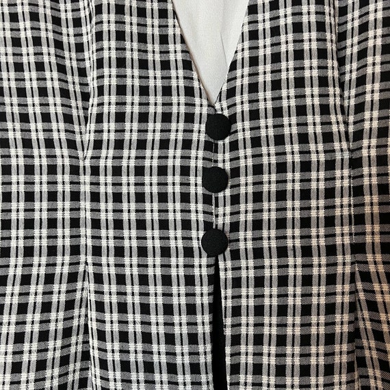 NWT Vintage 90s Black & White Plaid Tie Back Dres… - image 5