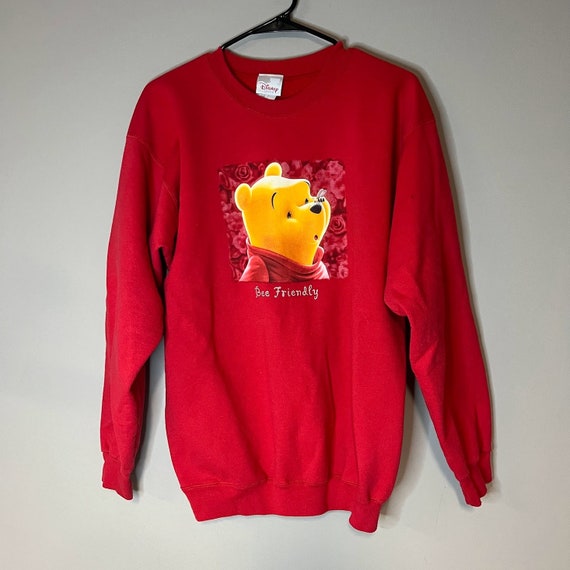 Vintage Disney Store Winnie The Pooh BEE FRIENDLY Red Sweatshirt, 90s Disney Sweatshirt, 2000s Disney Sweatshirt, Winnie the Pooh Sweatshirt