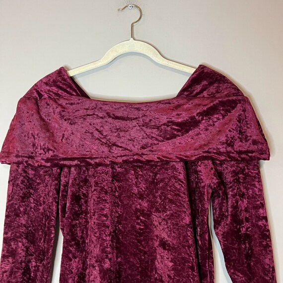 Vintage 90s Red Velvet Off The Shoulder Top, 1990… - image 2