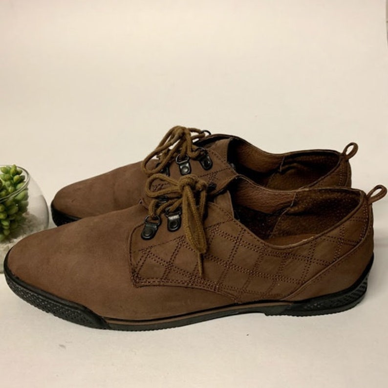 Vintage 90s Reebok BOKS Brown Leather Quilted Lace up Shoes, BOKS