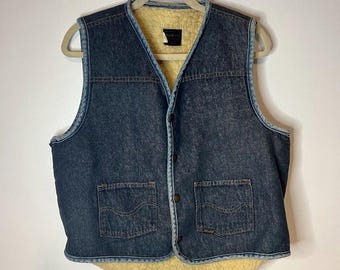 1970s Vintage Sears Roebuck Dark Denim Jean Sherpa Lined