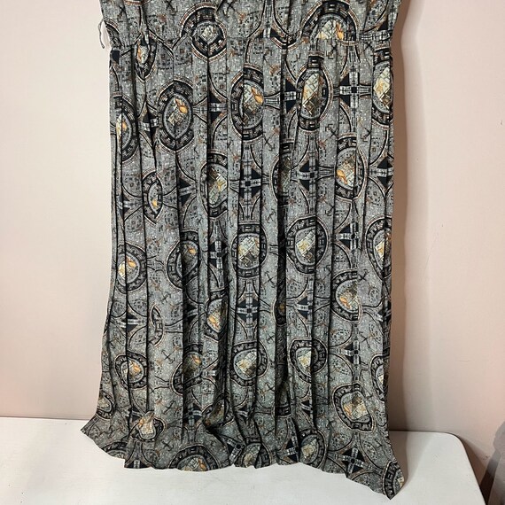Vintage Mosaic Print Fit and Flare Midi Dress, 80… - image 5
