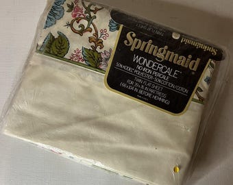 Nuovo lenzuolo piatto vintage Springmaid Wondercale English Manor per letto singolo, 39 x 76 cm, stile tradizionale.