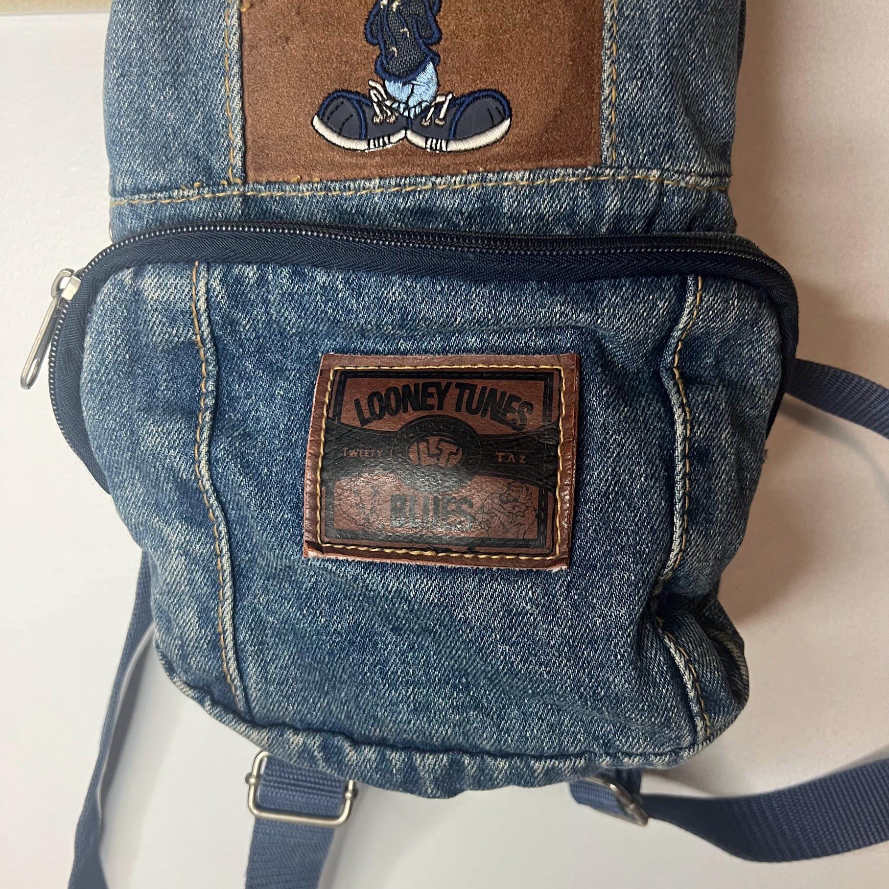 90’s Tweety Denim Backpack with Leopard Trim Vintage 90s Jaclyn Looney Tunes Tweety Bird | Mercari main image 3