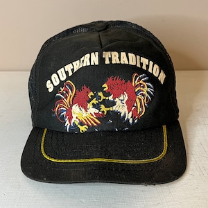 Vintage Southern Tradition Trucker Hat with Rooster Graphics, Vintage Southern States Trucker Hat, Vintage Rooster Hat, The South