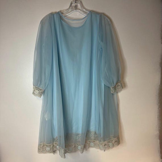 Vintage 50s 60s Pinehurst Lingerie Blue Nylon Bab… - image 7