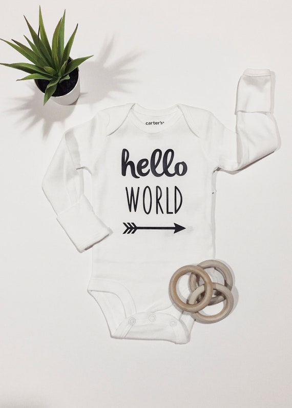Baby Onesie Hello World Newborn Outfit Etsy