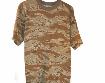 Made in USA 100% Cotton - Desert Tiger Stripe Camo Tee Shirt