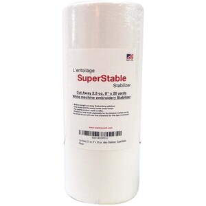 May include: White roll of SuperStable Cut Away embroidery stabiliser, 2.5 ounces, 8 inches wide, 20 yards long. Made in the USA.
