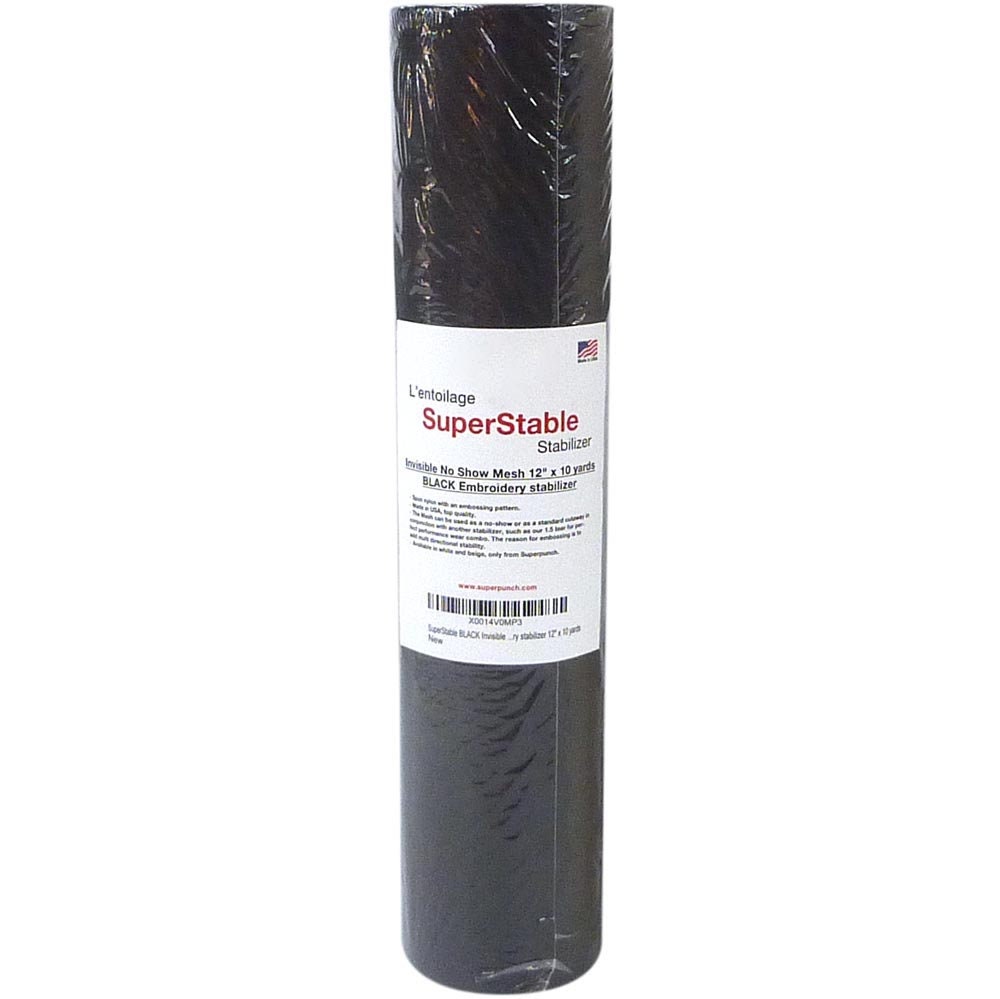 Cut Away Stabilizer Black 3.0 oz, 12 x 10 Yards Roll. SuperStable Embroidery Stabilizer