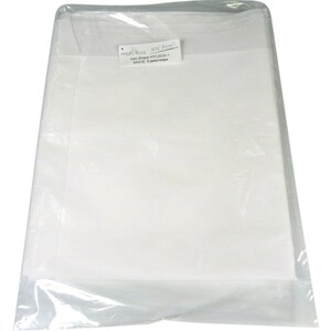 May include: A white, rectangular, fabric sheet packaged in a clear plastic bag. The label on the bag reads "monofila HTC Retail Ven-Shape HTC2030-1 WHITE 3 yards/verges".