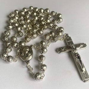 Handmade Silver Rose Rosary