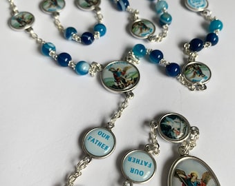 Handmade Saint Michael and Nine Choirs of Angels Chaplet with Prayer Card