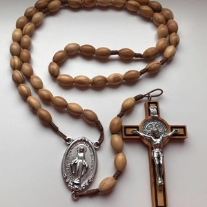 Large Handmade Olive Wood Cord Rosary
