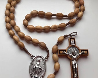 Large Handmade Olive Wood Cord Rosary