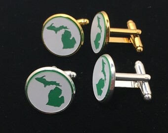 Michigan Cuff links, Cuff Links, Nautical Cuff Links, Mans Gift, State of Michigan, State of Michigan Cuff links, Groomsmen Gifts,Groom Gift