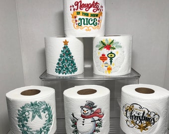 Christmas Decor, Christmas Toilet Paper, Holiday Decor, Merry Christmas, Secret Santa, Ornaments, Snowman, Christmas Tree, Naughty, Gag Gift