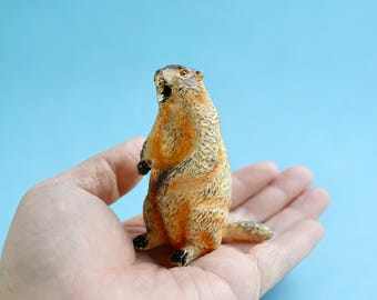 1/6 Scale Marmot Groundhog Figurine Mini Animal Model Tiny Diorama Accessory For 12 Inch Action Figures Dollhouse Decor