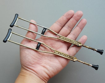1/6 Scale Mini Underarm Crutches Axillary Crutches Plastic Model Mini Toy For Doll