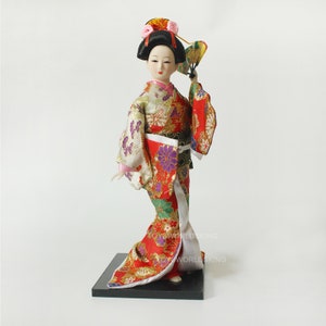 Japanese Geisha Kabuki With Kimono and Fan 30 cm 12 in Doll Asian Culture Craft