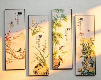 Mini Chinese Art Four Painting And Calligraphy Decor Oriental Style Model Toy For Doll Dollhouse