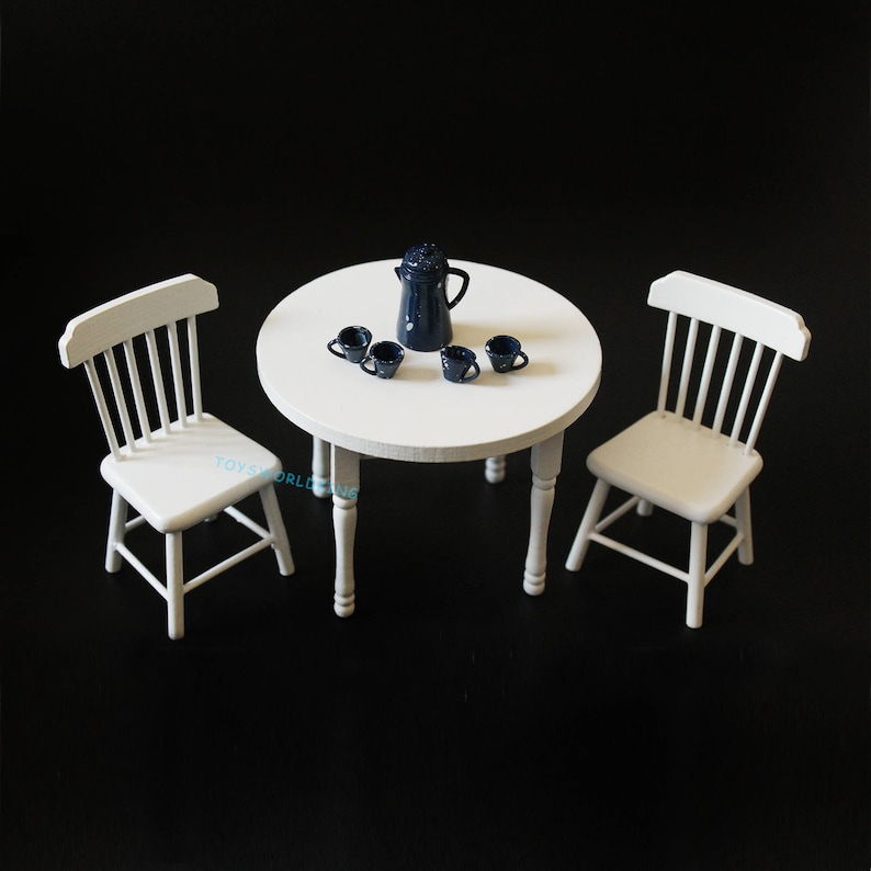 1/12 Scale Dollhouse Table with Chair and Ceramics Teapot 4 Etsy