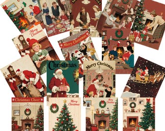 Miniature Christmas Poster Set: Dollhouse Diorama Prints (Digital Download PNG A4 Format 7x4.95cm)
