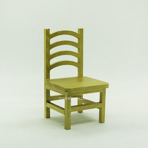 Handmade Gold Wooden Mini Chair: 1/6 Scale Doll Diorama