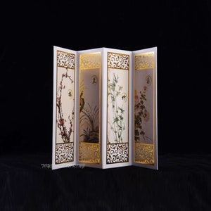 1/6 Scale Traditional Folding Screen Mini Model Toy For Doll Action Figure Diorama